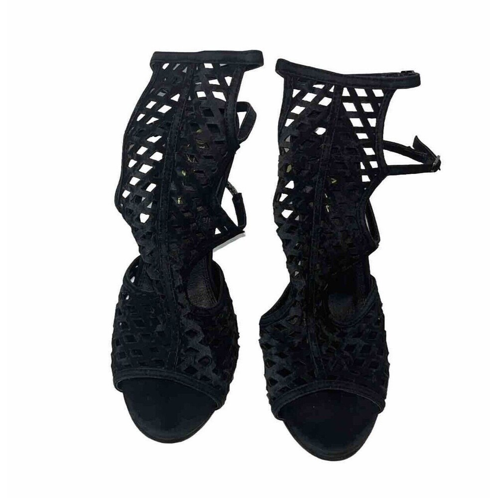 Olivia Jaymes Black Elegant Lace Suede Pumps Women Shoes 10